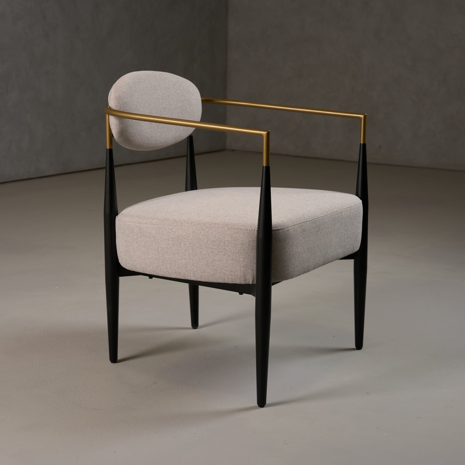 Liberty - Modern Beige Fabric  Black  and  Gold Accent Chair