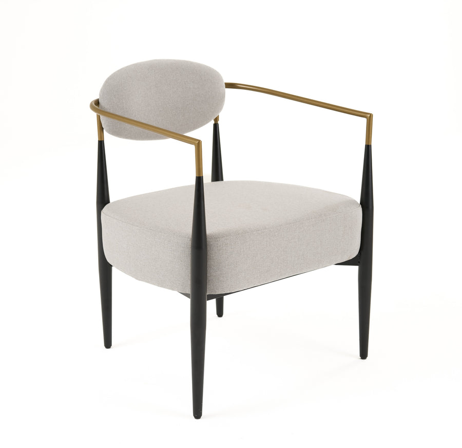 Liberty - Modern Light Grey Fabric  Black  and  Gold Accent Chair