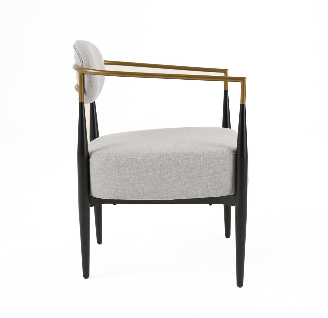 Liberty  Modern Light Grey Fabric + Black & Gold Accent Chair