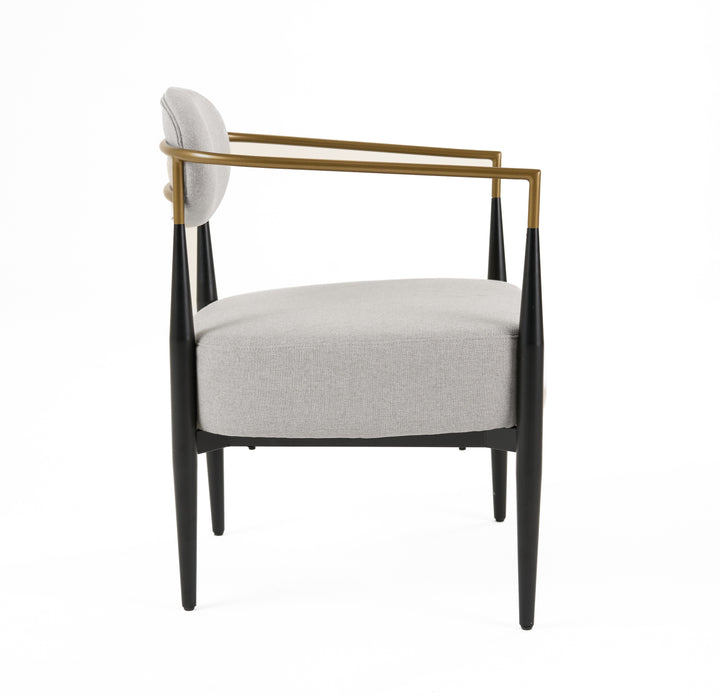 Liberty  Modern Light Grey Fabric + Black & Gold Accent Chair
