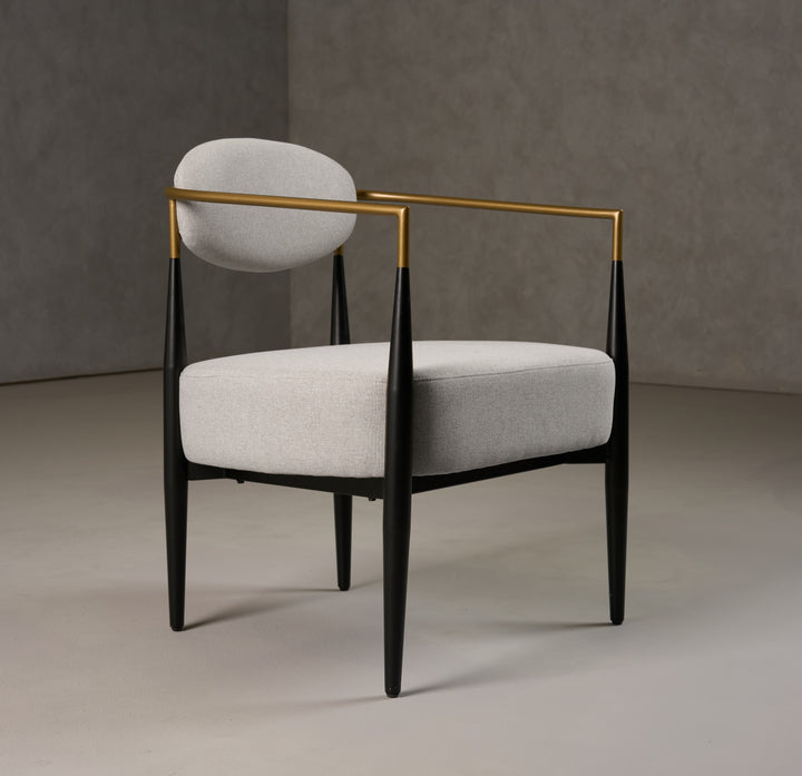 Liberty - Modern Light Grey Fabric  Black  and  Gold Accent Chair