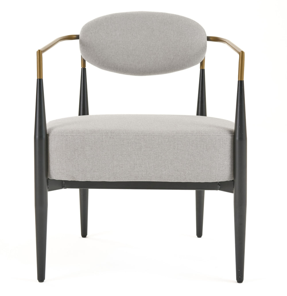 Liberty - Modern Light Grey Fabric + Black & Gold Accent Chair - View 2