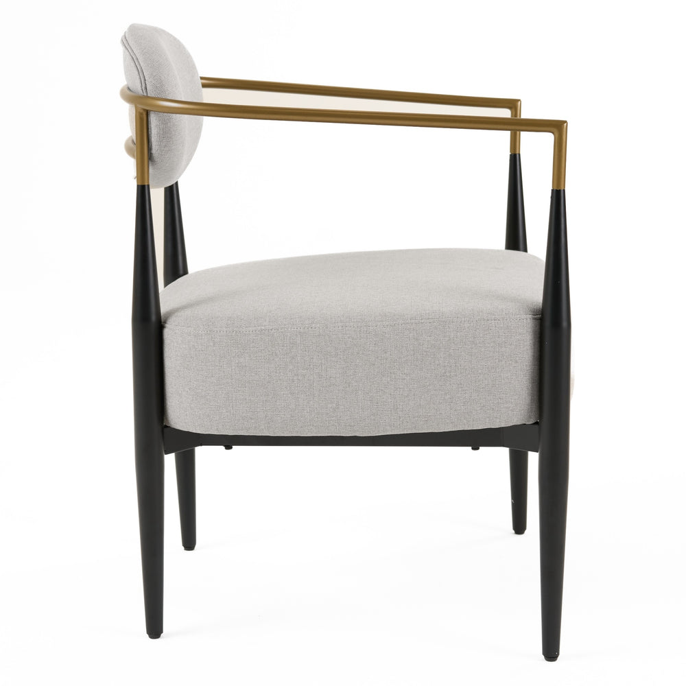 Liberty - Modern Light Grey Fabric + Black & Gold Accent Chair - View 3