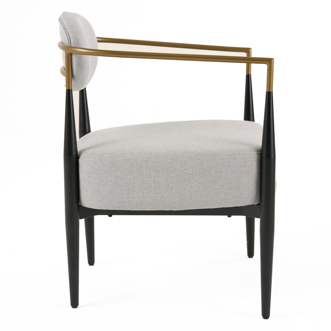 Liberty - Modern Light Grey Fabric + Black & Gold Accent Chair