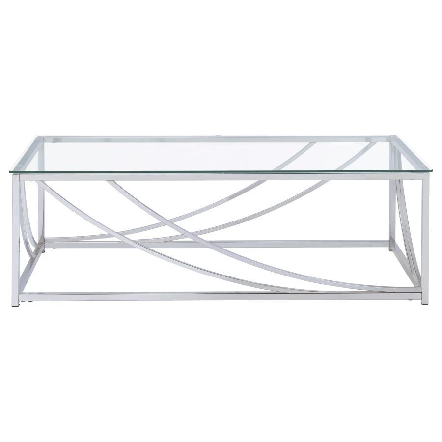 Lille - 2 Piece Glass Top Coffee And End Table Set - Chrome Table Set modern furniture Contempo Furniture