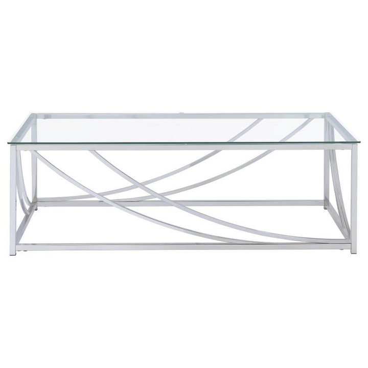 Lille - 2 Piece Glass Top Coffee And End Table Set - Chrome Table Set modern furniture Contempo Furniture