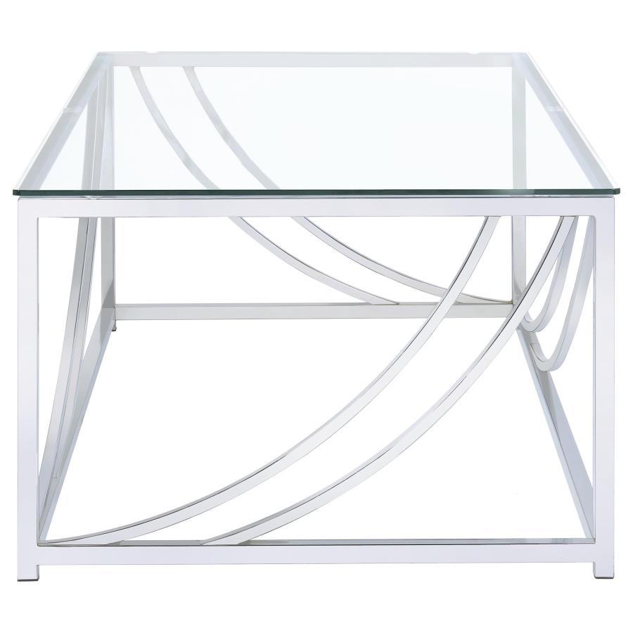 Lille - 2 Piece Glass Top Coffee And End Table Set - Chrome Table Set modern furniture Contempo Furniture