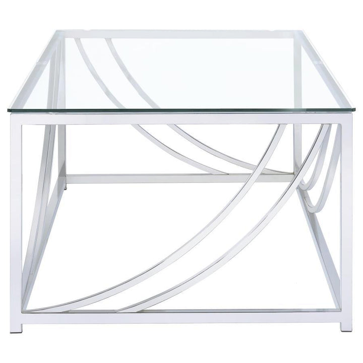 Lille - 2 Piece Glass Top Coffee And End Table Set - Chrome Table Set modern furniture Contempo Furniture
