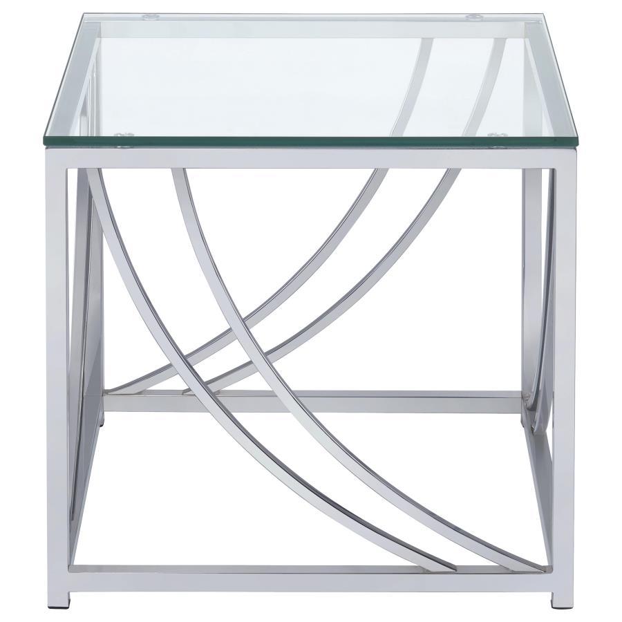 Lille - 2 Piece Glass Top Coffee And End Table Set - Chrome Table Set modern furniture Contempo Furniture