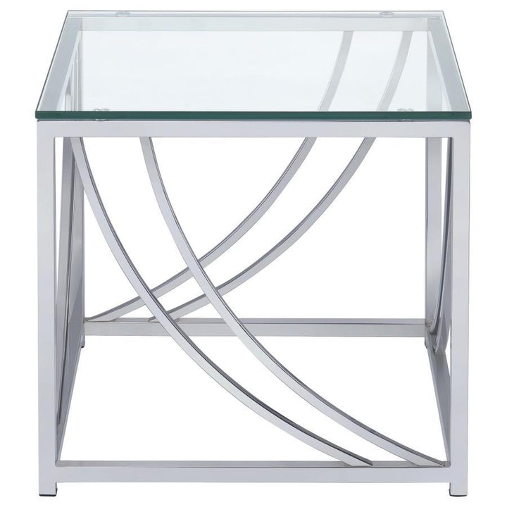 Lille - 2 Piece Glass Top Coffee And End Table Set - Chrome Table Set modern furniture Contempo Furniture