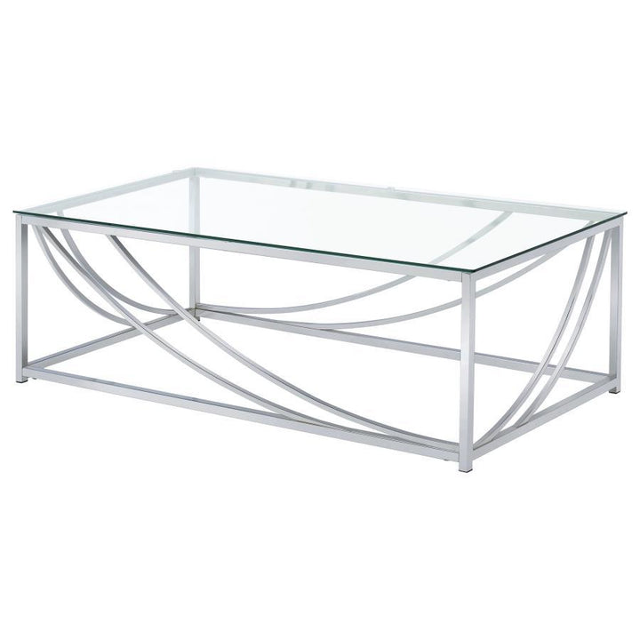 Lille - 2 Piece Glass Top Coffee And End Table Set - Chrome Table Set modern furniture Contempo Furniture