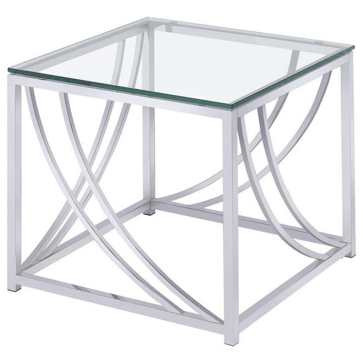 Lille - 2 Piece Glass Top Coffee And End Table Set - Chrome Table Set modern furniture Contempo Furniture
