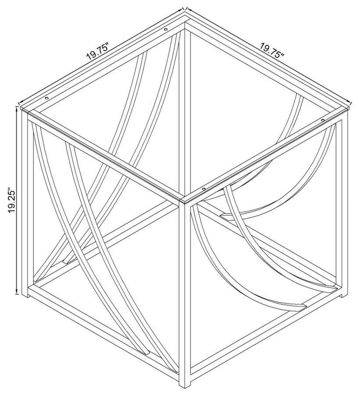 Lille - 3 Piece Glass Top Coffee End Sofa Table Set - Chrome Table Set modern furniture Contempo Furniture