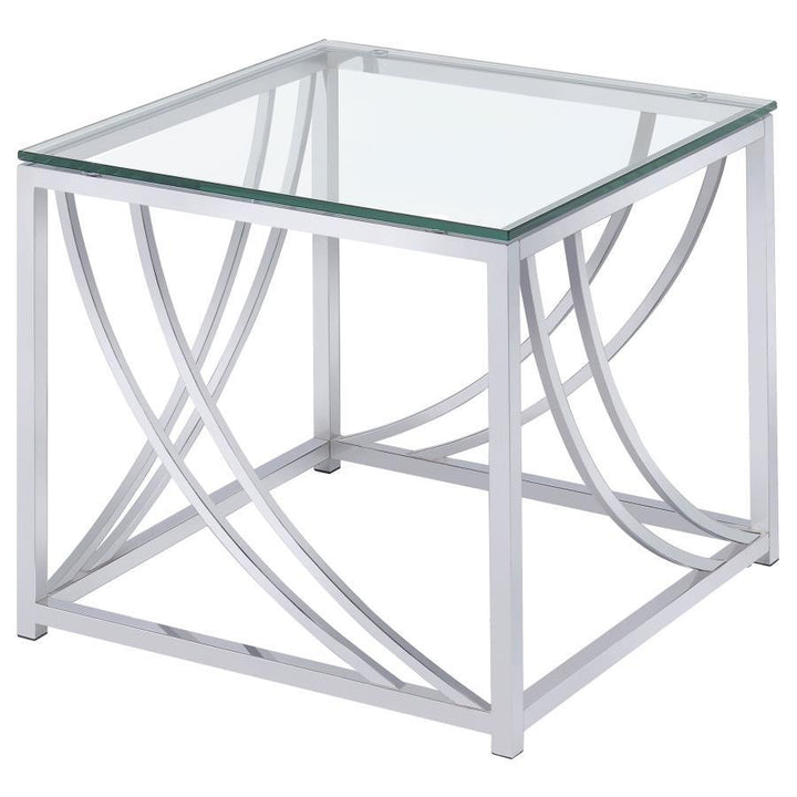 Lille - 3 Piece Glass Top Coffee End Sofa Table Set - Chrome Table Set modern furniture Contempo Furniture