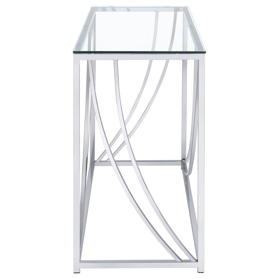 Lille - Glass Top Entryway Sofa Console Table Accents - Chrome Console Table modern furniture Contempo Furniture