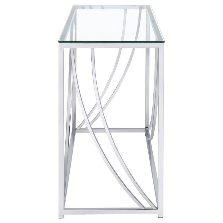 Lille - Glass Top Entryway Sofa Console Table Accents - Chrome Console Table modern furniture Contempo Furniture