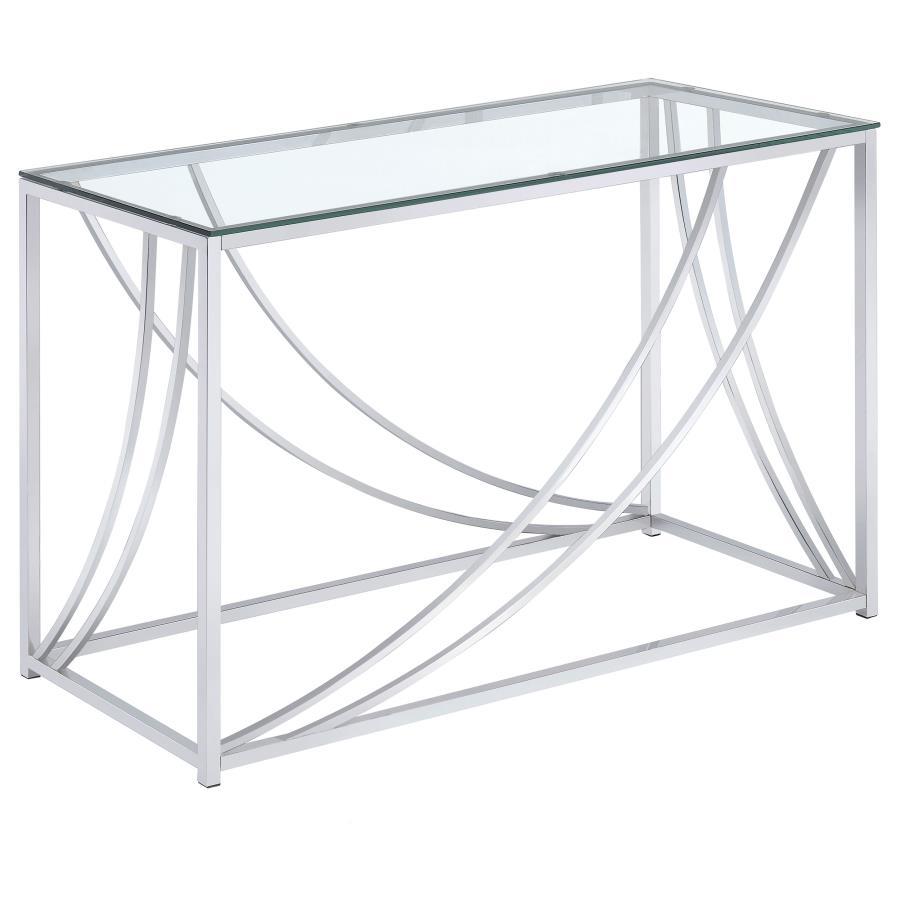 Lille - Glass Top Entryway Sofa Console Table Accents - Chrome Console Table modern furniture Contempo Furniture