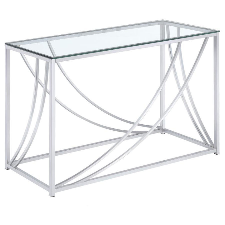 Lille - Glass Top Entryway Sofa Console Table Accents - Chrome Console Table modern furniture Contempo Furniture