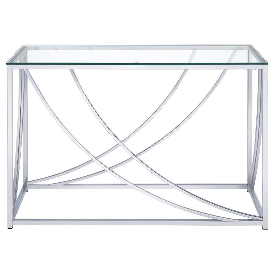 Lille - Glass Top Entryway Sofa Console Table Accents - Chrome Console Table modern furniture Contempo Furniture