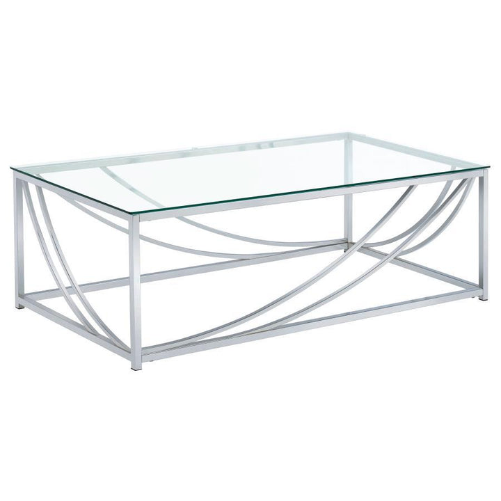 Lille - Rectangular Glass Top Coffee Table - Chrome Coffee Table modern furniture Contempo Furniture