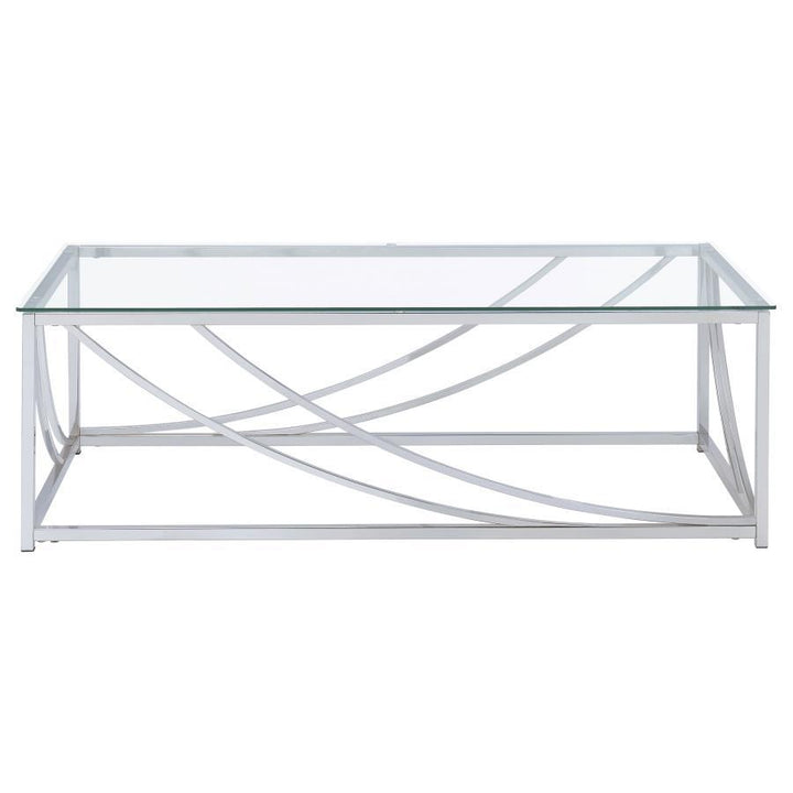 Lille - Rectangular Glass Top Coffee Table - Chrome Coffee Table modern furniture Contempo Furniture