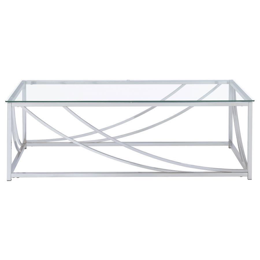 Lille - Rectangular Glass Top Coffee Table - Chrome Coffee Table modern furniture Contempo Furniture