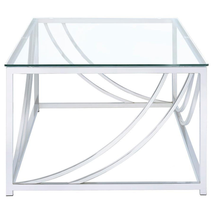 Lille - Rectangular Glass Top Coffee Table - Chrome Coffee Table modern furniture Contempo Furniture
