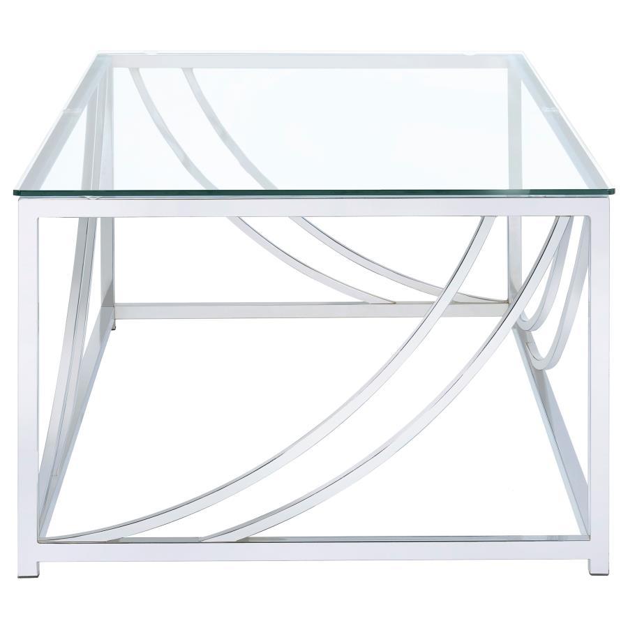 Lille - Rectangular Glass Top Coffee Table - Chrome Coffee Table modern furniture Contempo Furniture