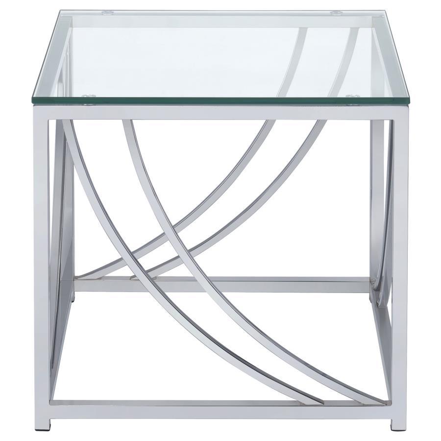 Lille - Square Glass Top Side End Table - Chrome End Table modern furniture Contempo Furniture