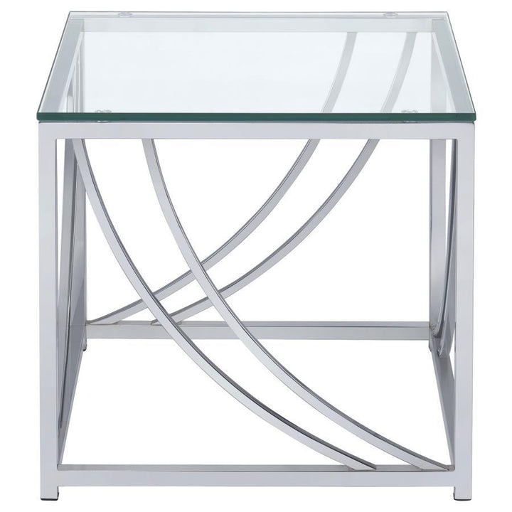 Lille - Square Glass Top Side End Table - Chrome End Table modern furniture Contempo Furniture
