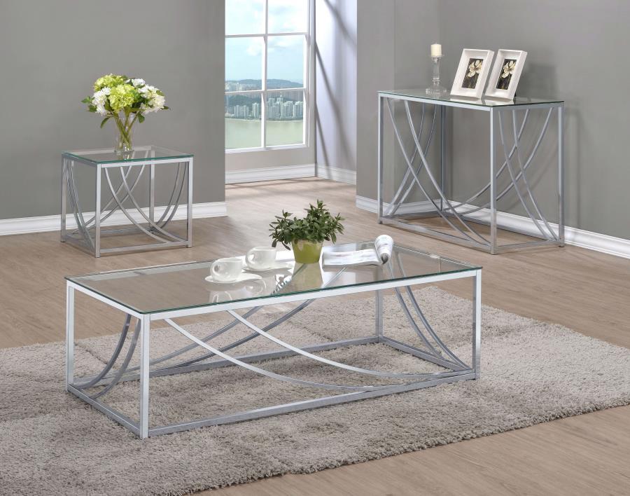 Lille - Square Glass Top Side End Table - Chrome End Table modern furniture Contempo Furniture