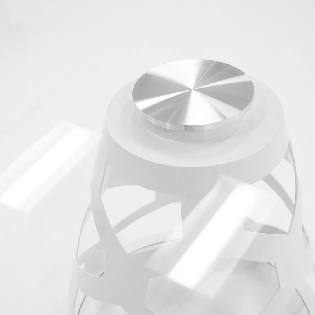 Lilly - Modern 12mm Round Glass + White Dining Table