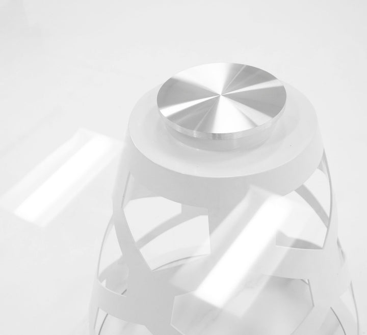 Lilly - Modern 12mm Round Glass + White Dining Table