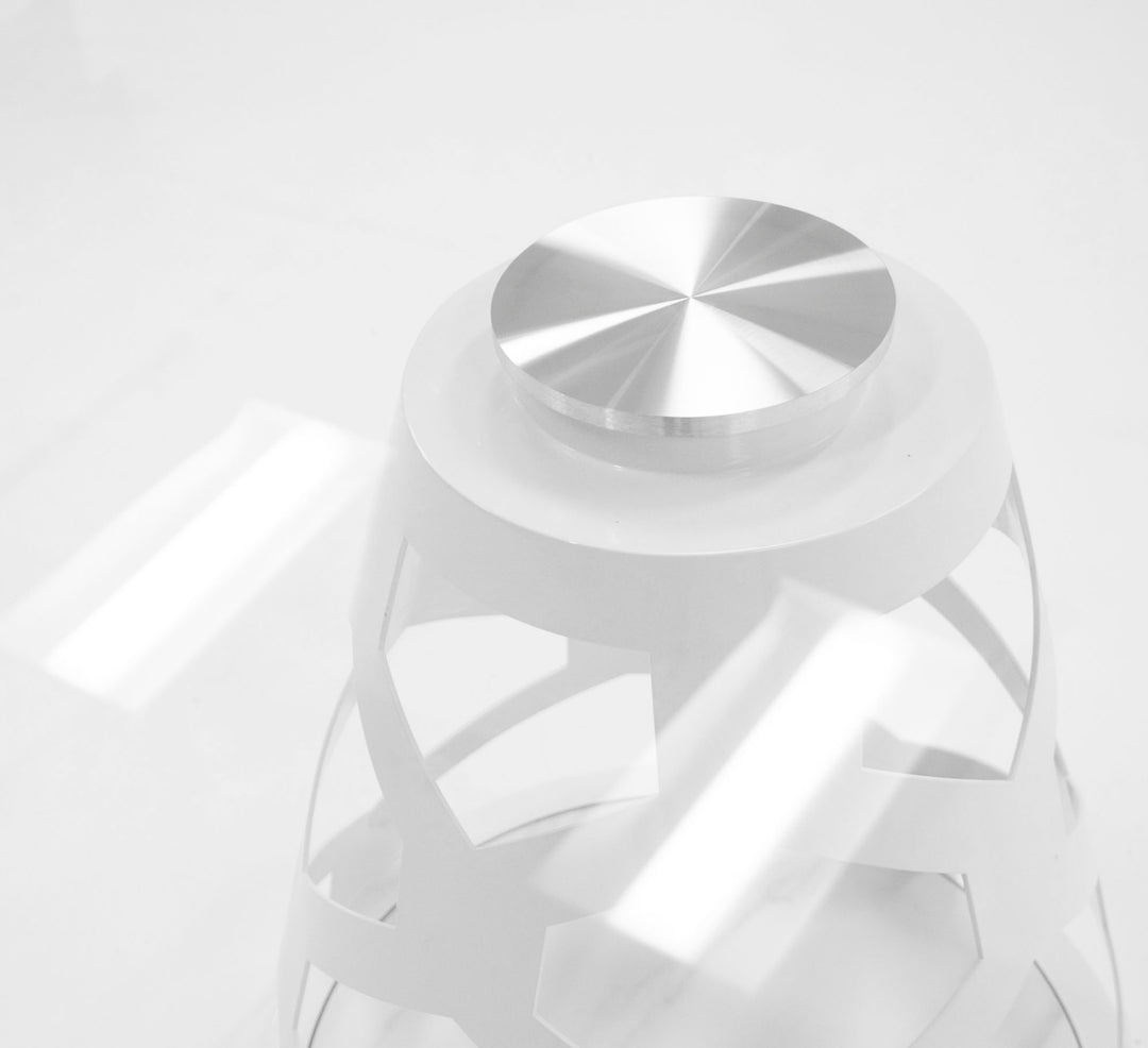 Lilly - Modern 12mm Round Glass + White Dining Table