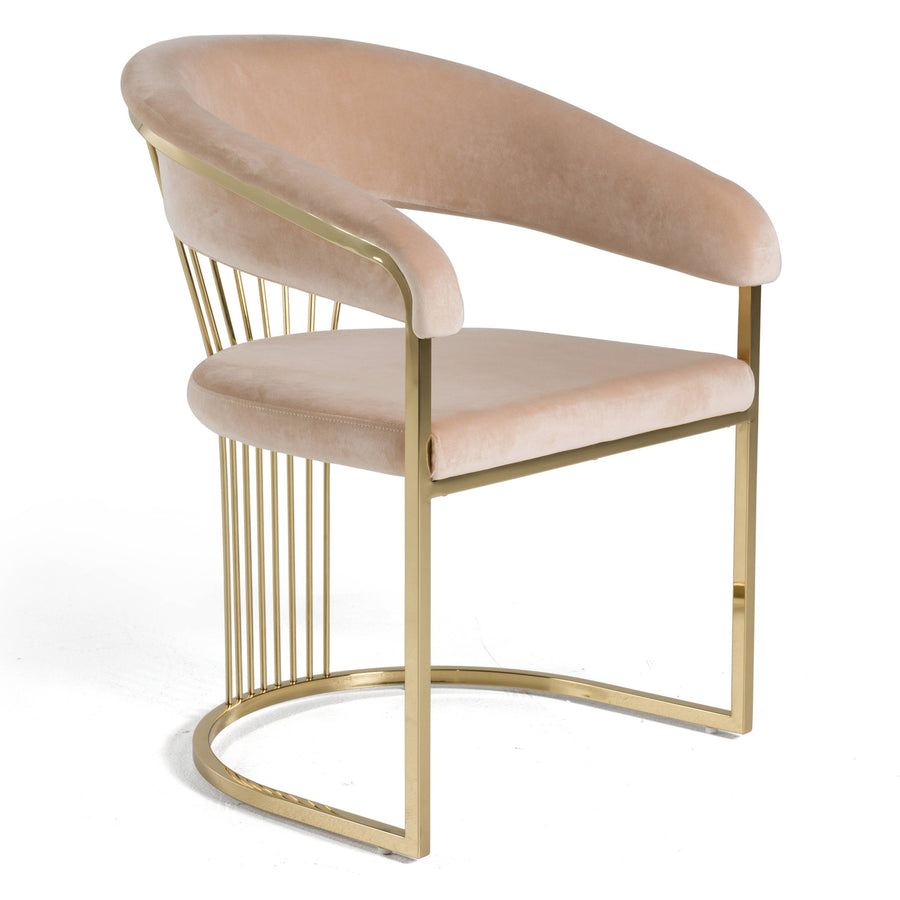 Linda - Modern Beige Velvet and Gold Dining Chair