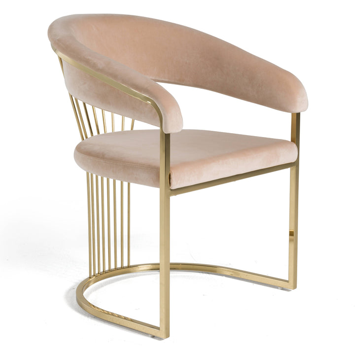 Linda  Modern Beige Velvet and Gold Dining Chair