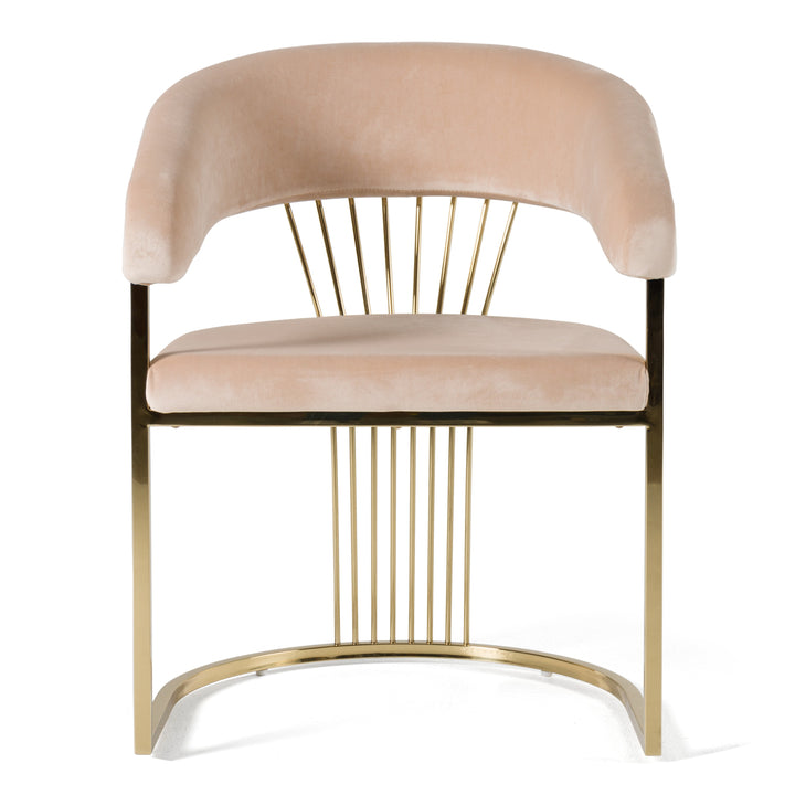 Linda - Modern Beige Velvet and Gold Dining Chair