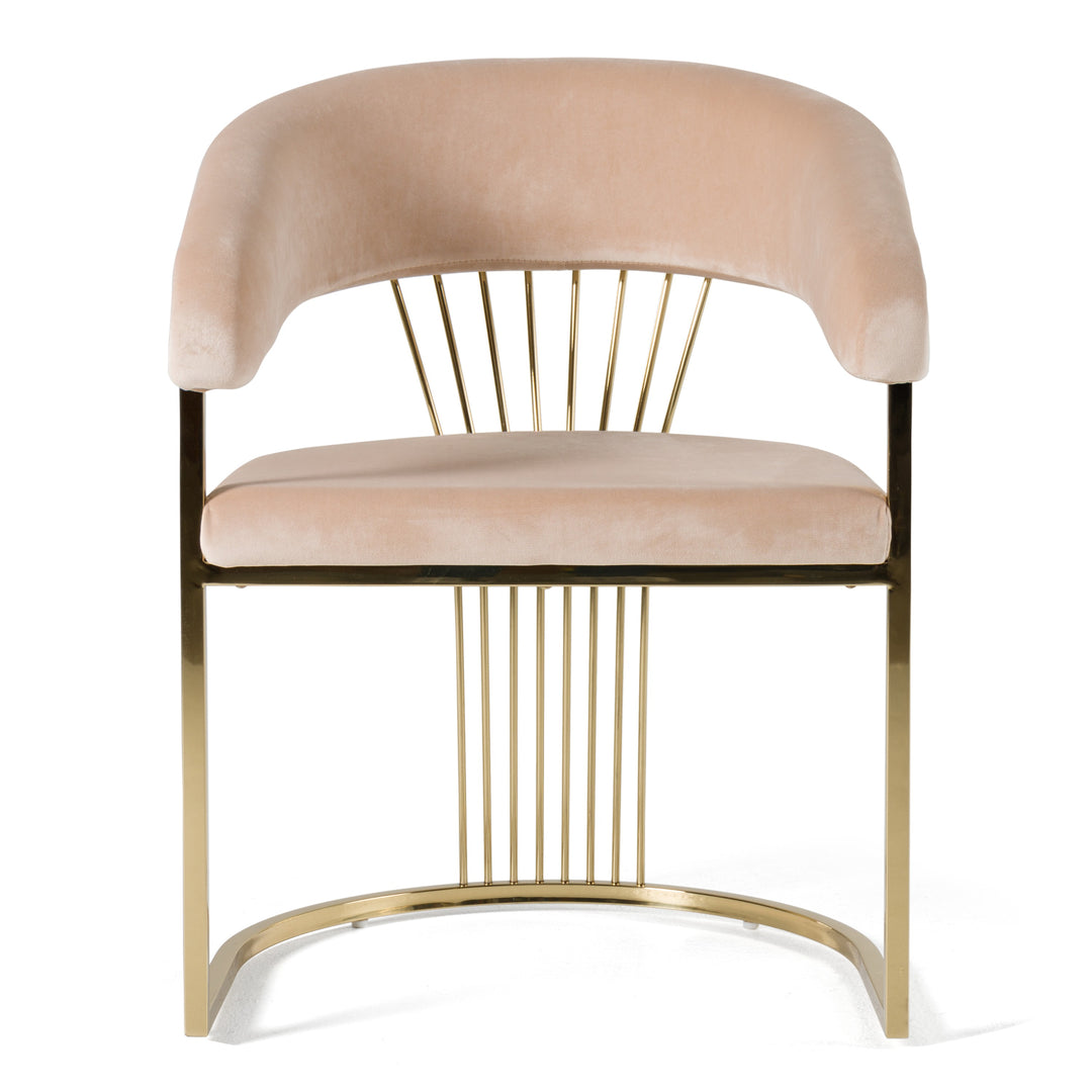 Linda - Modern Beige Velvet and Gold Dining Chair