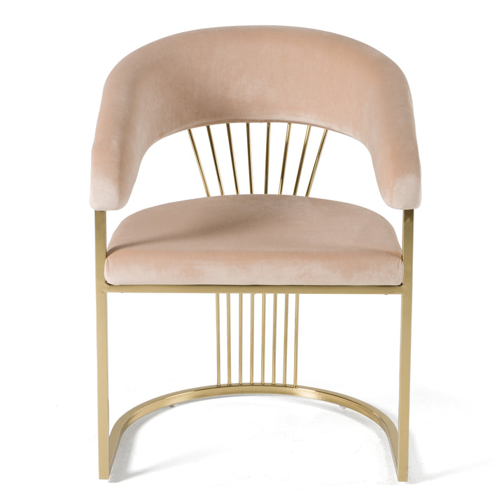 Linda - Modern Beige Velvet and Gold Dining Chair