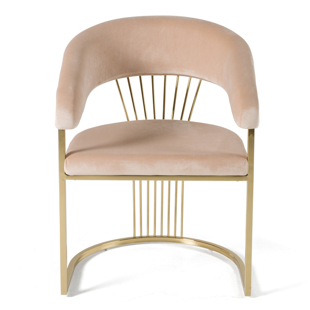 Linda - Modern Beige Velvet and Gold Dining Chair