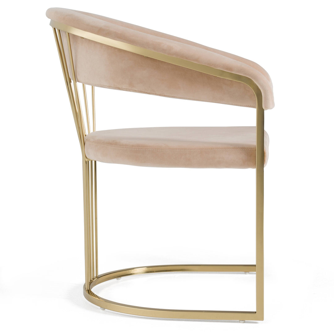 Linda - Modern Beige Velvet and Gold Dining Chair
