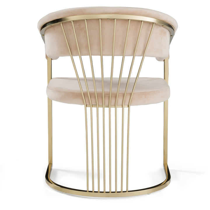 Linda - Modern Beige Velvet and Gold Dining Chair