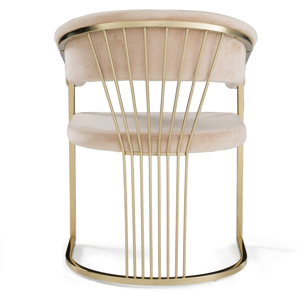 Linda - Modern Beige Velvet and Gold Dining Chair - View 5