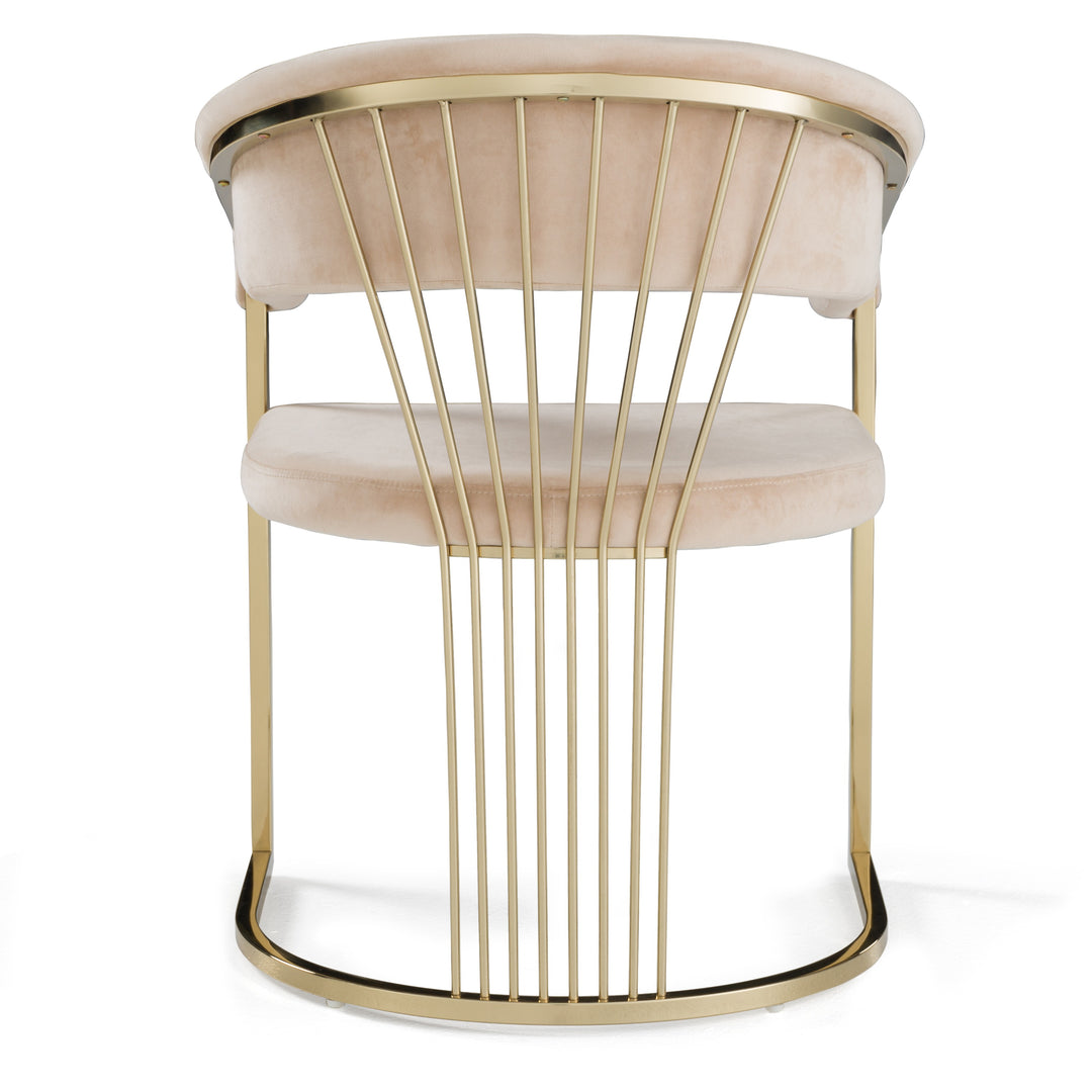 Linda - Modern Beige Velvet and Gold Dining Chair