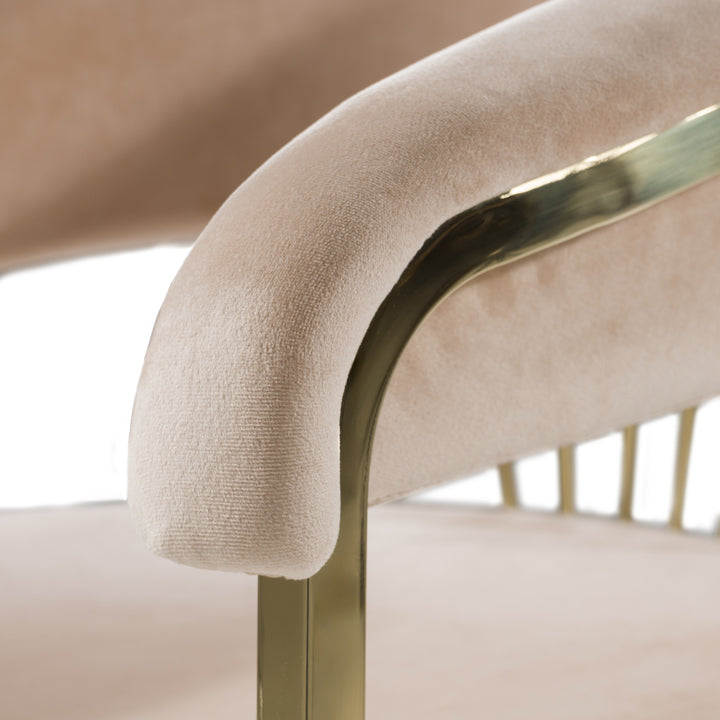 Linda  Modern Beige Velvet and Gold Dining Chair