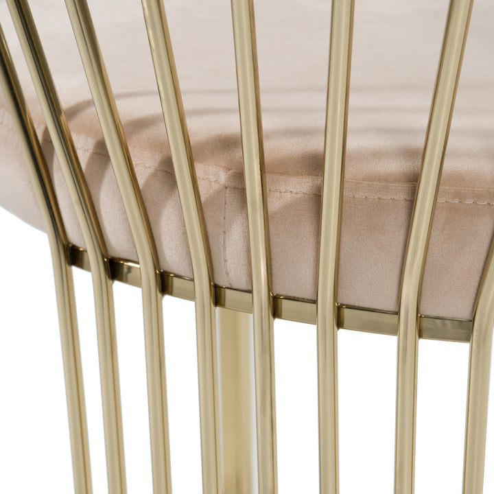 Linda - Modern Beige Velvet and Gold Dining Chair