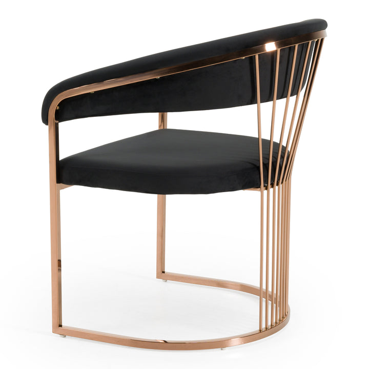 Linda - Modern Black Velvet and Rosegold Dining Chair