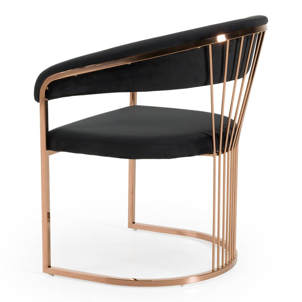 Linda - Modern Black Velvet and Rosegold Dining Chair - View 6