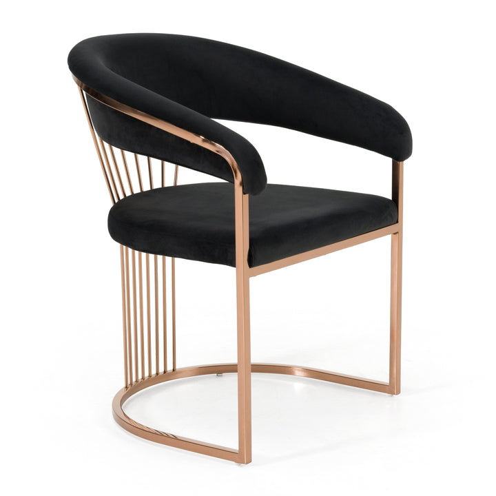 Linda - Modern Black Velvet and Rosegold Dining Chair
