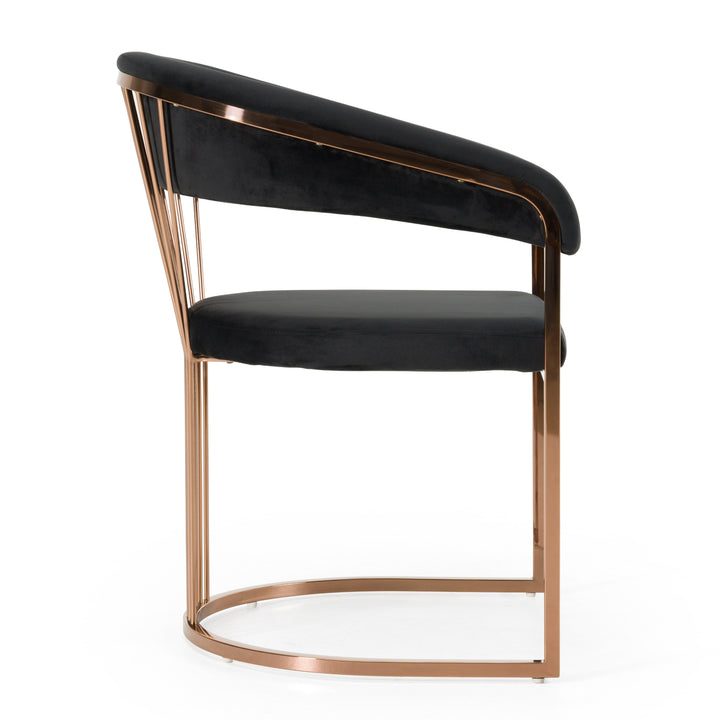 Linda - Modern Black Velvet and Rosegold Dining Chair